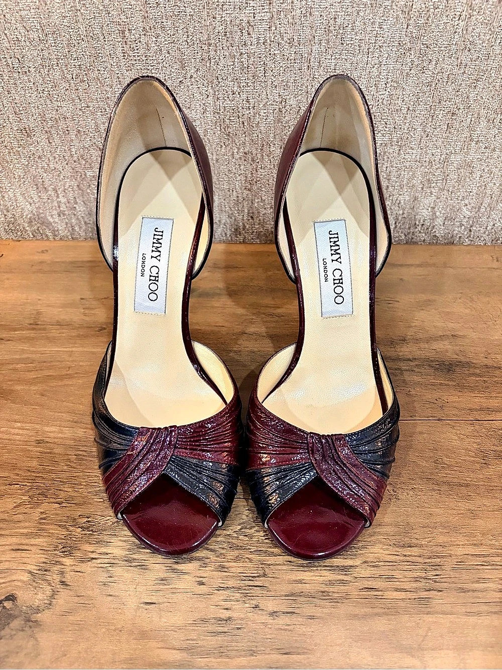 Jimmy Choo Color Block Slingback Heels Burgundy & Black EU 38